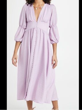 Lovely Lilac V-Neck Midi Dress by